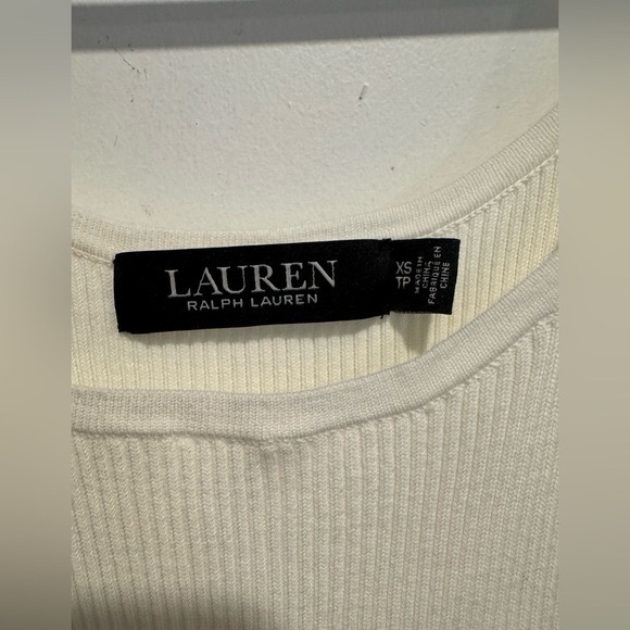 Lauren Ralph Lauren Knit Crochet Dress White Sleeveless lined cotton flare XS - Picture 2 of 6